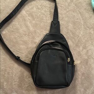 Black Leather Sling Bag